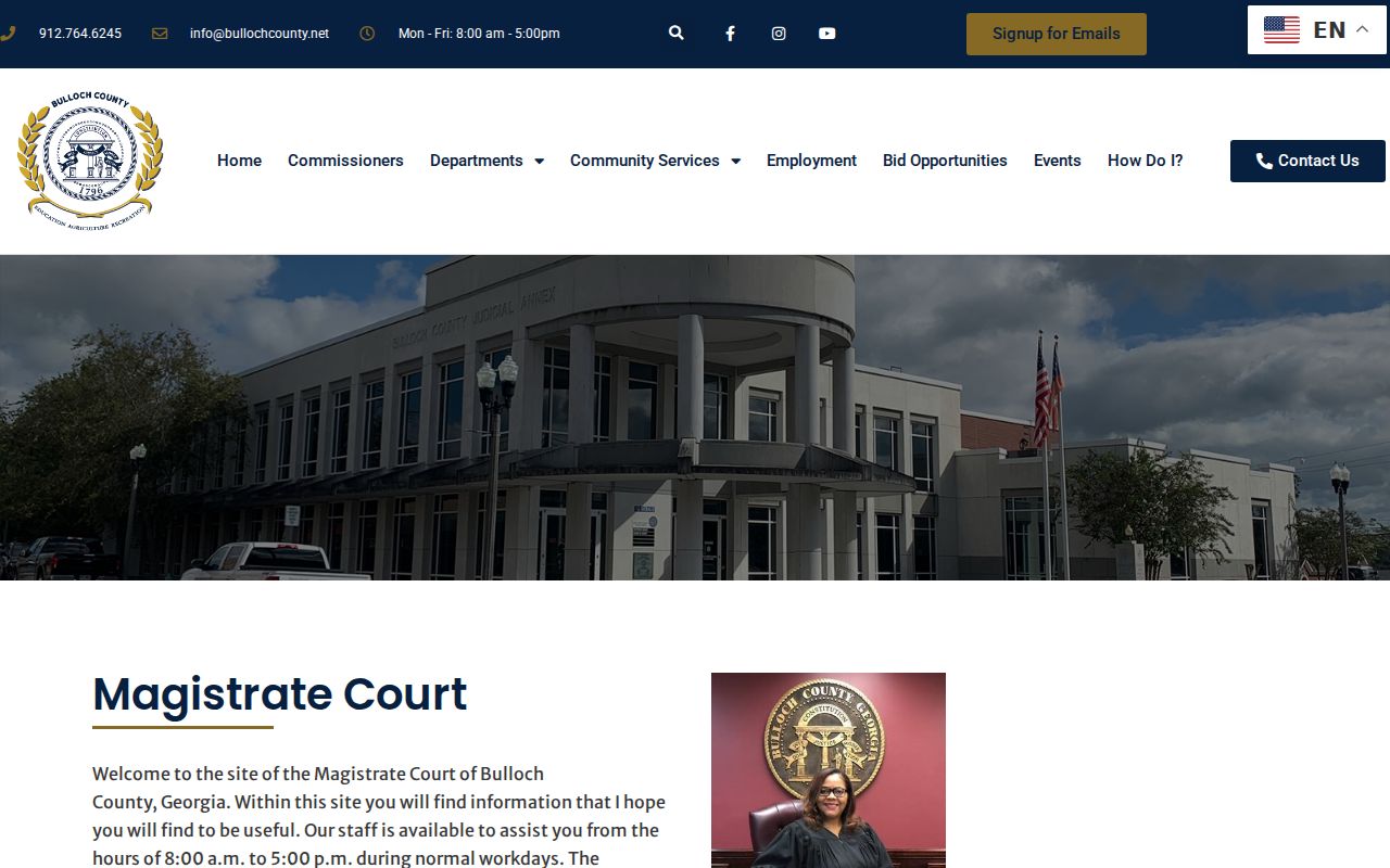 Bulloch County civil docket Magistrate Court information