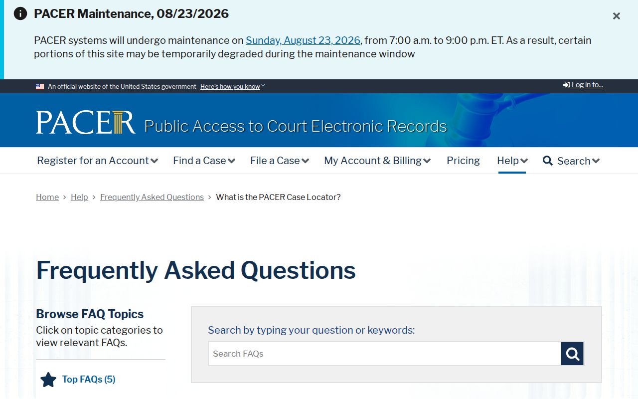 PACER federal case locator for Bulloch County record searches