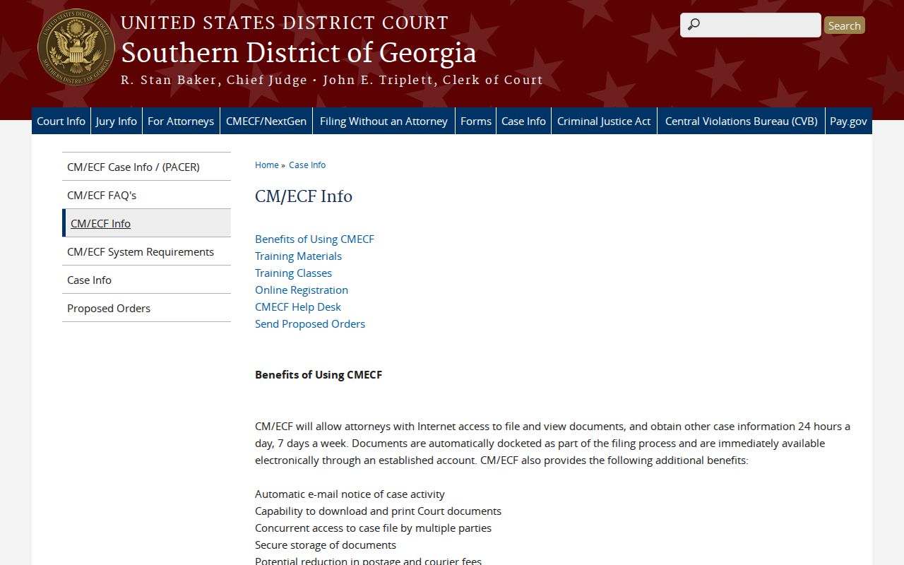 Southern District federal court records system serving Bulloch County